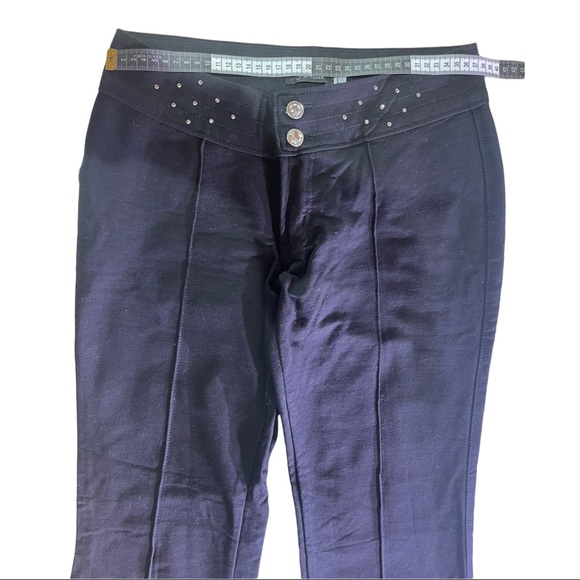 Retro stretchy black bell bottom pants size Large with Rhinestones - Picture 4 of 7